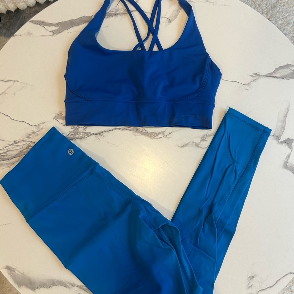 Blue Sports Bra and Leggings Set